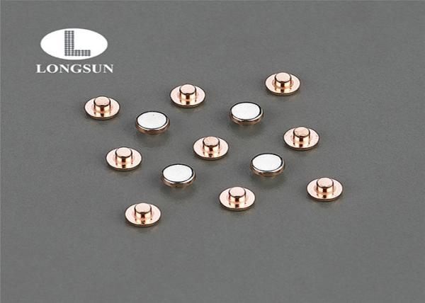 Pure Silver Contacts Electrical Solid Moving Contact Tips , Round Head Copper Rivets