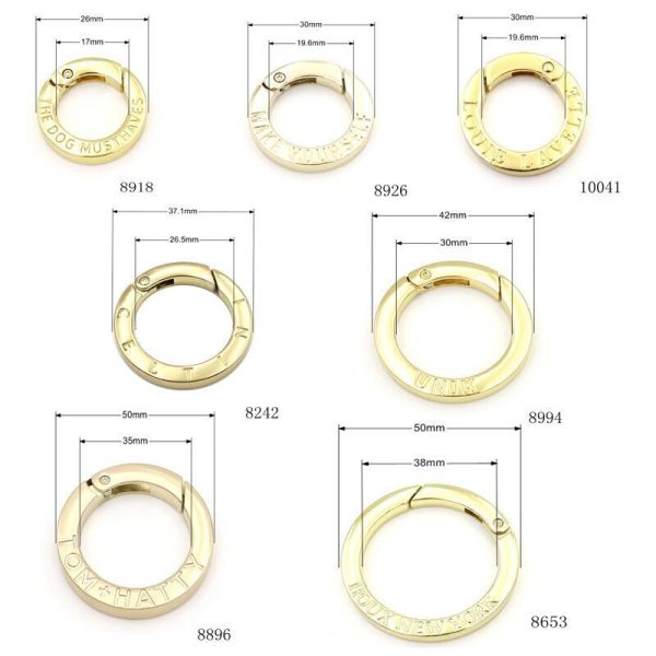 Custom Spring O-Ring Manufacturer for Bags & Handbags Nickel free plated zinc alloy Custom 13mm metal spring o ring clips mini carabiner