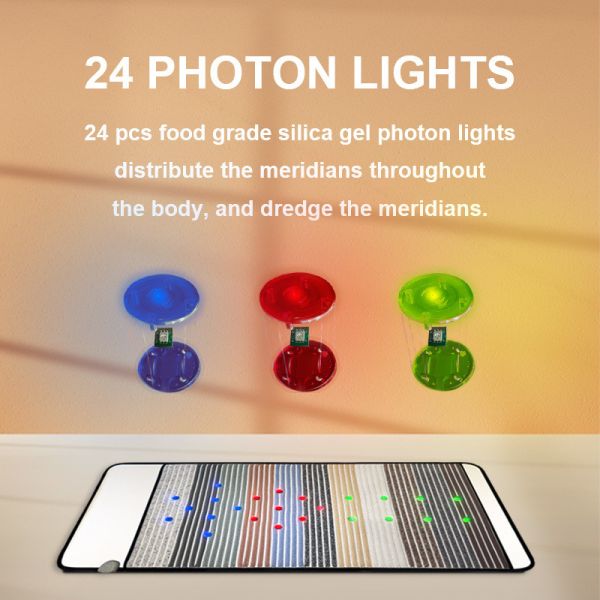 Blue Red Green Photon Lights PEMF Infrared Mat with Waterproof PU Leather for Boosted Immunity