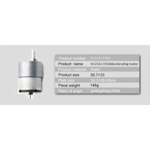 37mm Electric Dc Gear Motor 60rpm 100rpm Decelerating Motor 10kg Torque