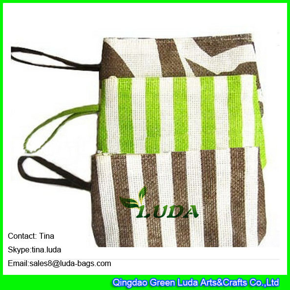 LUDA striped handbags fashion beach wallets paper straw handbag purses