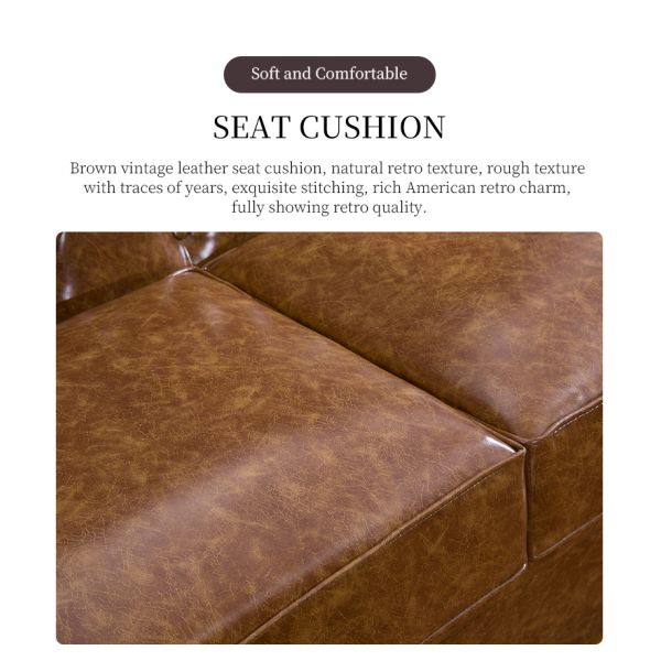 Nidea #8976 Custom American Style Three-Seat Genuine Leather Sofa Set for Villa and Hotel Living Rooms Comfortable Filled Sponge