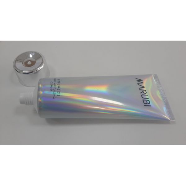 Laser Film Material Laminated Cosmetic Packaging Tube With Electroplated Cap