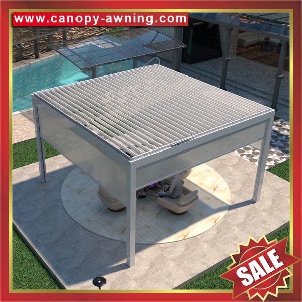 outdoor backyard Modern Aluminium Motorized Opening louvered shutter Roof Pergola for sale