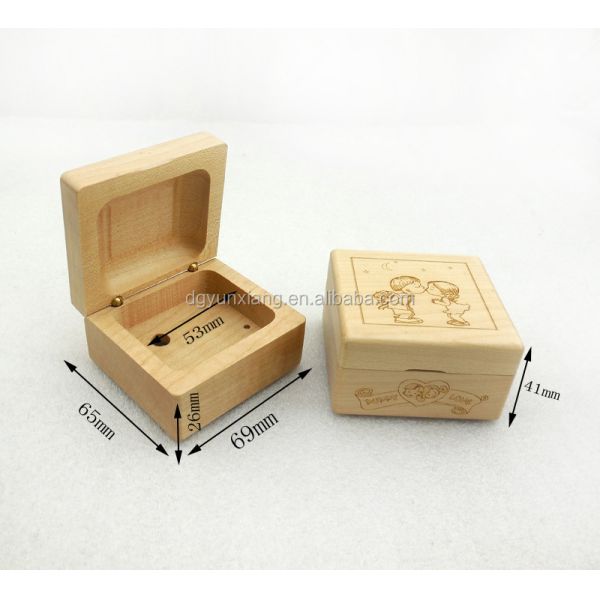 Small jewelry natural unfinished plain hinged DIY blank wooden box