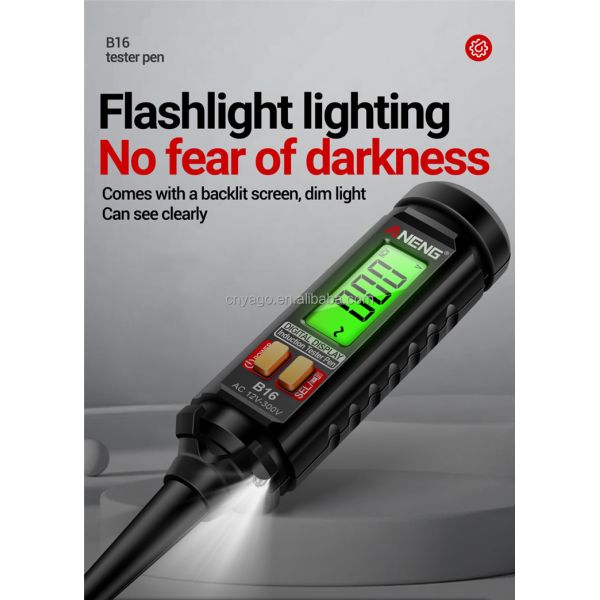 Digital Display Non Contact Voltage Detector with 12V to 300V Range, LCD Screen and Sound/Light Alarm