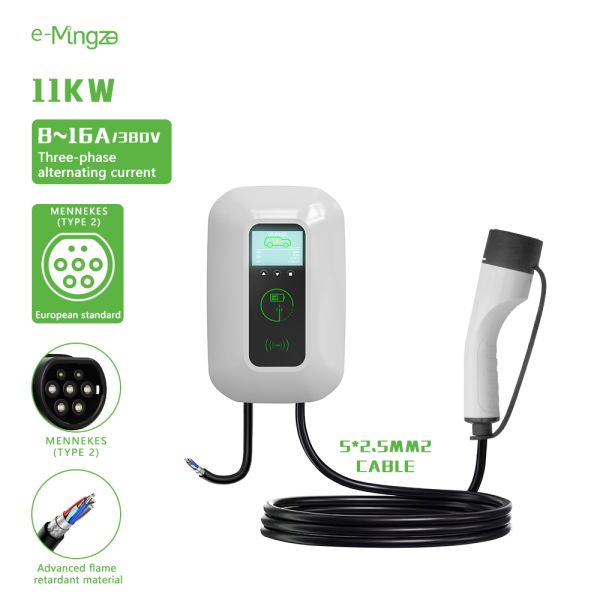 E-mingze Fast Charging Type 2 11KW/16A 3 phase Mode 3 Smart Charging Ev charger