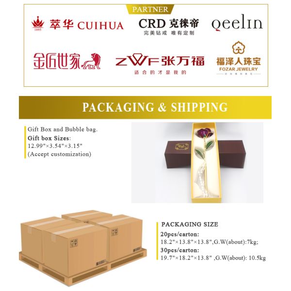 24k Gold Rose Gold Plated Rose With High Quality Gift Box Forever Gold Rose for Christmas Valentine's Day  Gift