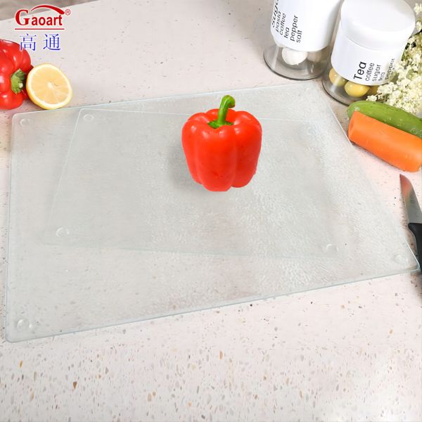 All-Season Golden Silk No Design Unbreakable Square Kitchen Cheese Glass Cutting Board