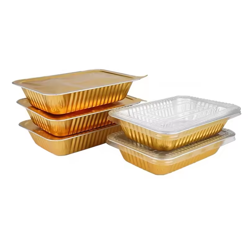 Restaurant Bakery Gold-color Baking Aluminum Foil Tray Container for Food Cooking