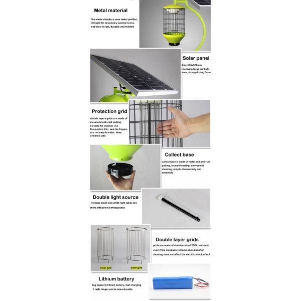 Solar Cylinder Mosquito Killer Lamp Outdoor Courtyard Waterproof Orchard Insect Killer Farm Fly Killer With Pole