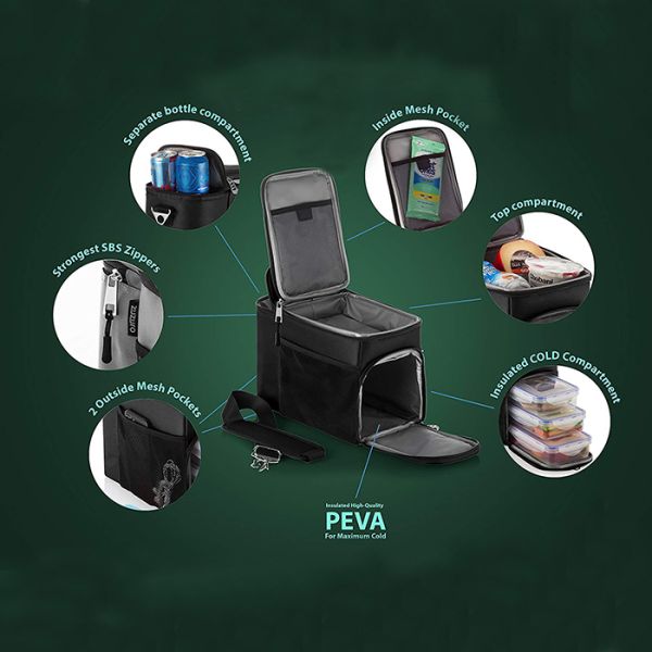 Lunch 600D PVC Picnic Equipment Cooler Bag PEVA Inside