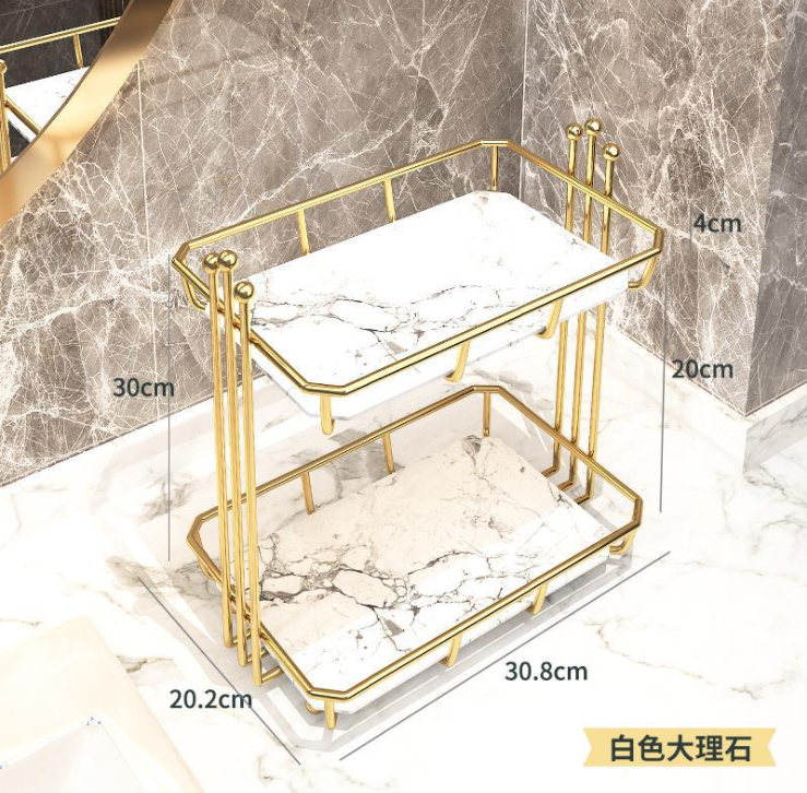 Waterproof Metal H30CM 2 Tier Bathroom Counter Shelf
