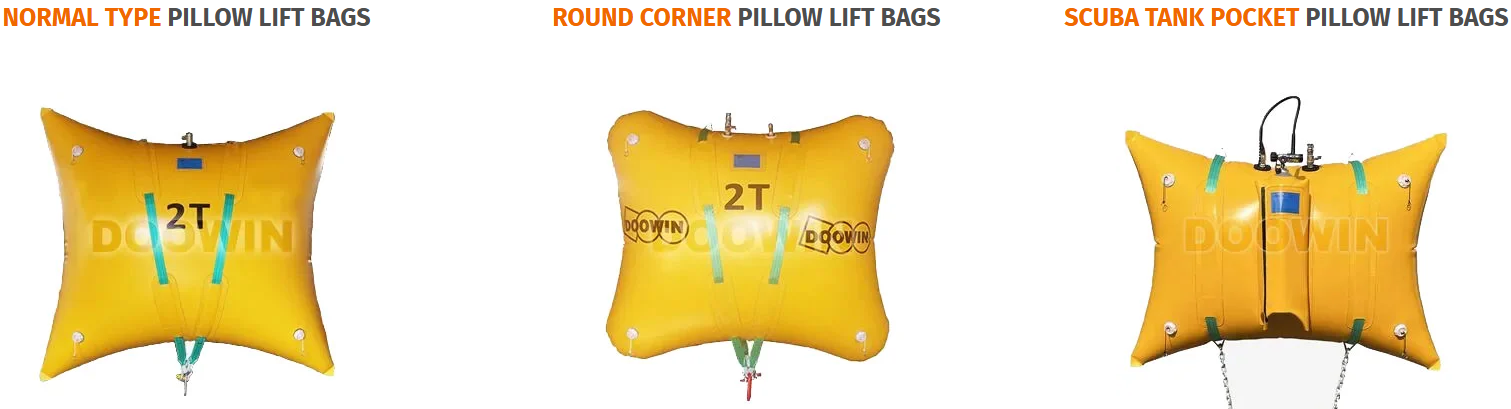 Enclosed Underwater Pillow Lift Bag 250kg-5000kg Buoyancy Capacity With Scuba Tank Pocket