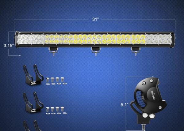 198W Waterproof LED Off Road Driving Lights 31 Inch For SUV UTV Jeep