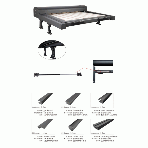 Aluminium Frame Electric Sunshade Awning Attached To House 2m 2.5m 3m Custom Sizes