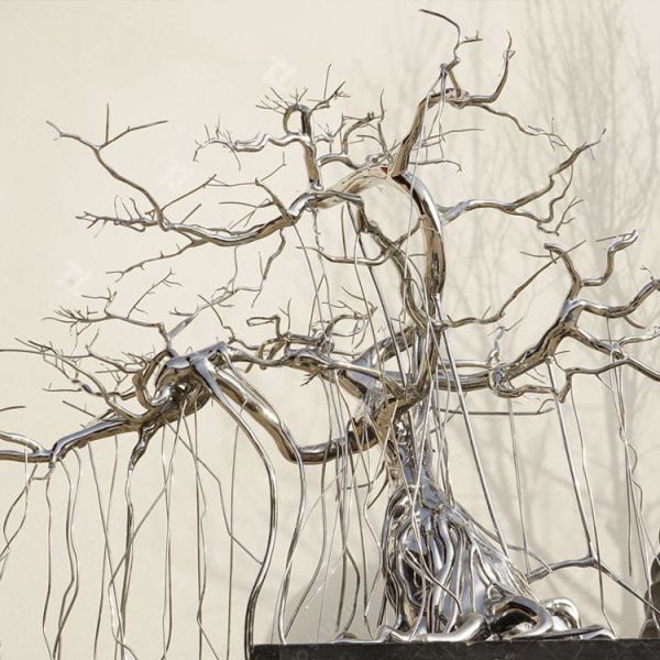 Заказ зеркало полированный литье из нержавеющей стали Скульптура маленького дерева