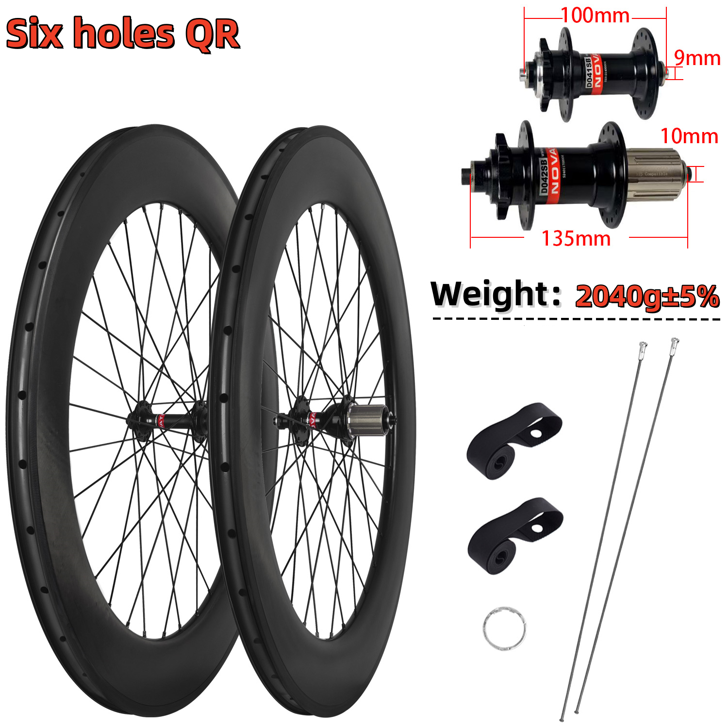 High Quality 700c Carbon Fiber Road Bicycle Wheelset 88mm with V Brake Disc Brake Clincher and Tubeless Road Wheels