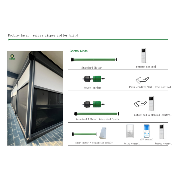 Double-Layer Zipper Track Roller Blind, Custom Fabric Combinations
