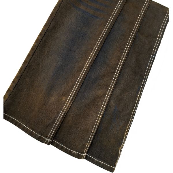 Stretch Dark Brown Flocked Denim Fabric 70%Cotton For Autumn Winter Coating Or Jeans