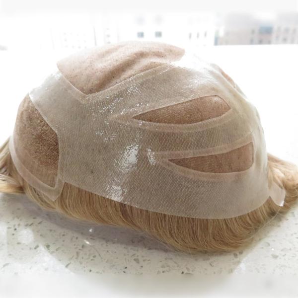 Toupet pour hommes avec implantation naturelle de cheveux, adhésif, toupet pour hommes en cheveux humains