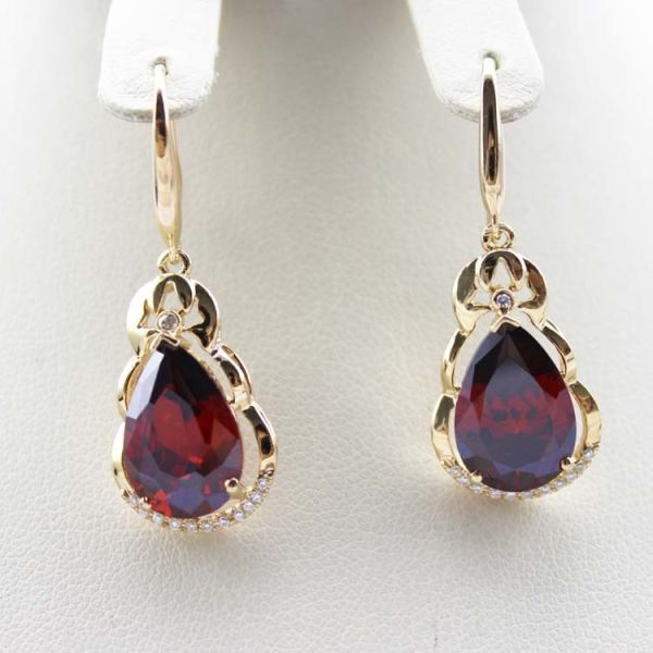 925 Silver  Pear Shaped Yellow Citrine Cubic Zirconia Dangle Drop Earrings(PSJ04034)