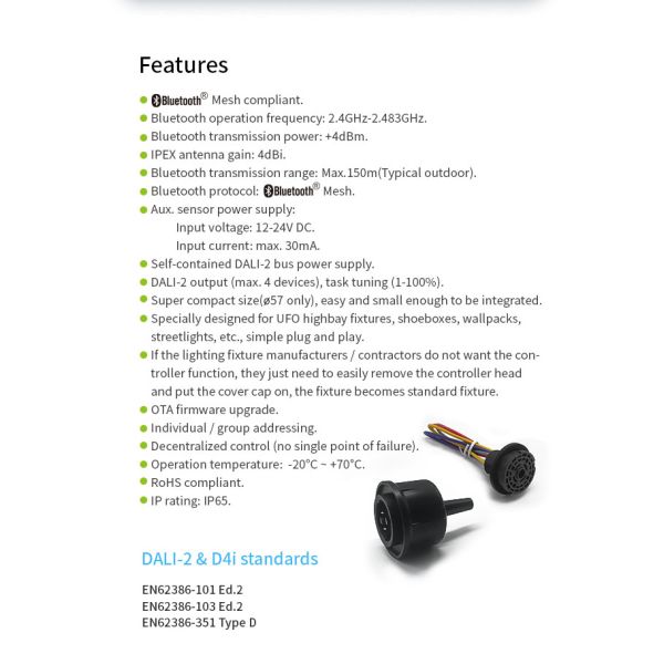 Zhaga Book18 Based SILVAIR Bluetooth Mesh to DALI converter, self-contained 