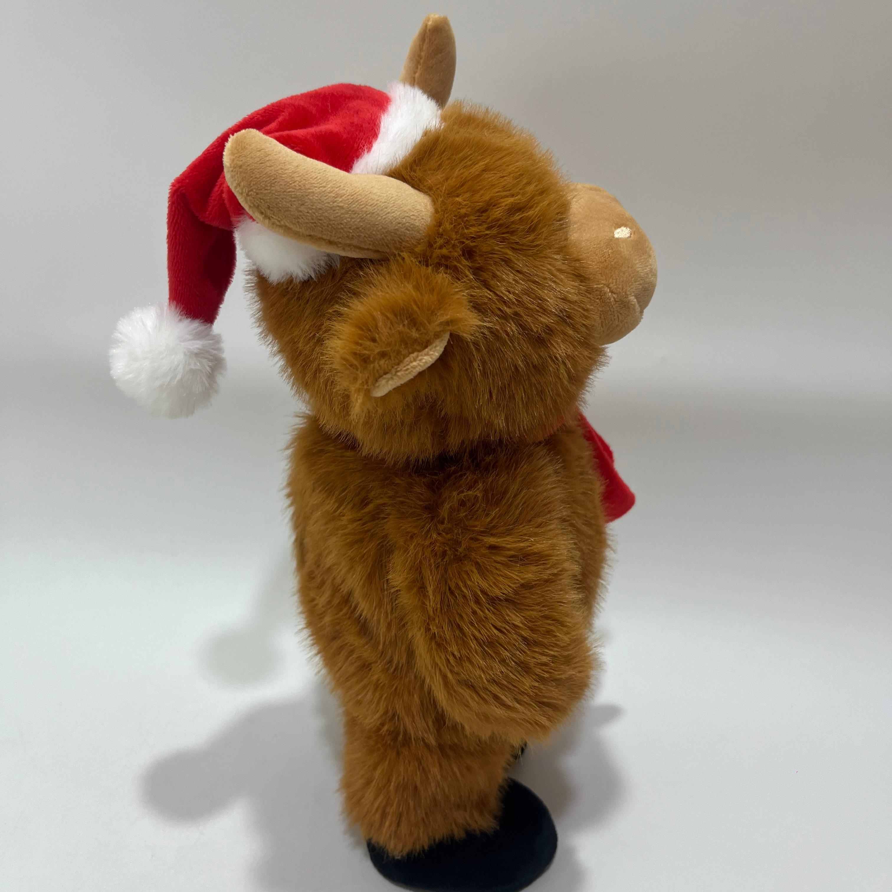 Singing & Dancing Christmas Highland Cow Plush Toy Musical Animated Stuffed Animal Christmas Highland Cow Doll