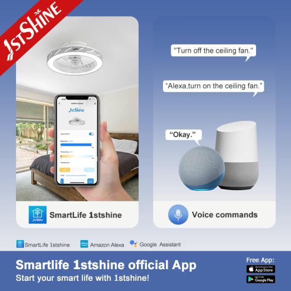 Solution d'éclairage de chambre à coucher ventilateur de plafond à distance intelligent 220V avec lames cachées par 1stshine
