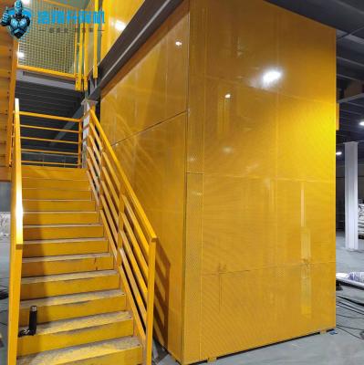 Ascenseur industriel à deux étages pour marchandises d'entrepôt - Filet de protection en métal perforé sur mesure