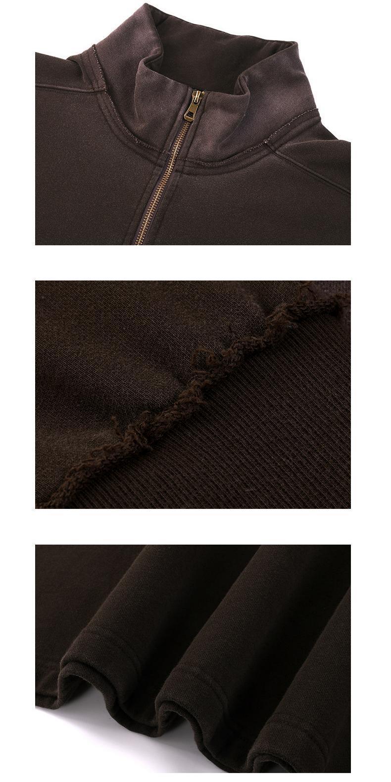 465G Cotton Blend Gradient Zip Stand Collar Oversized Street Jacket 4 Colors Spring Autumn