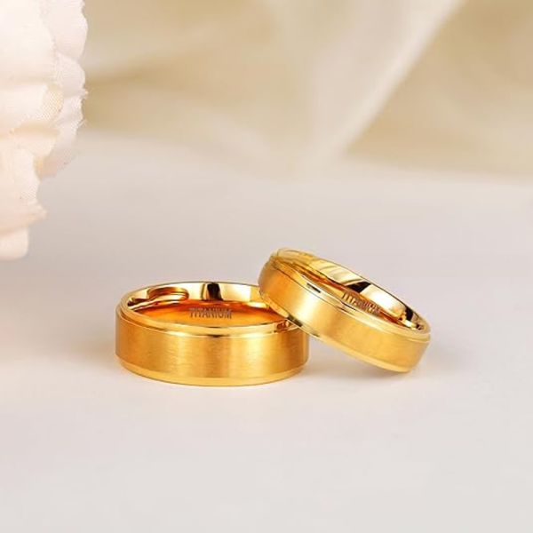 Gift Gold Black Titanium Wedding Band Matte Finished 4mm 6mm 8mm For Men Women