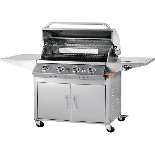 Factory price kitchen bbq easy grill slow burning 4 burners gas bbq grill with wheel