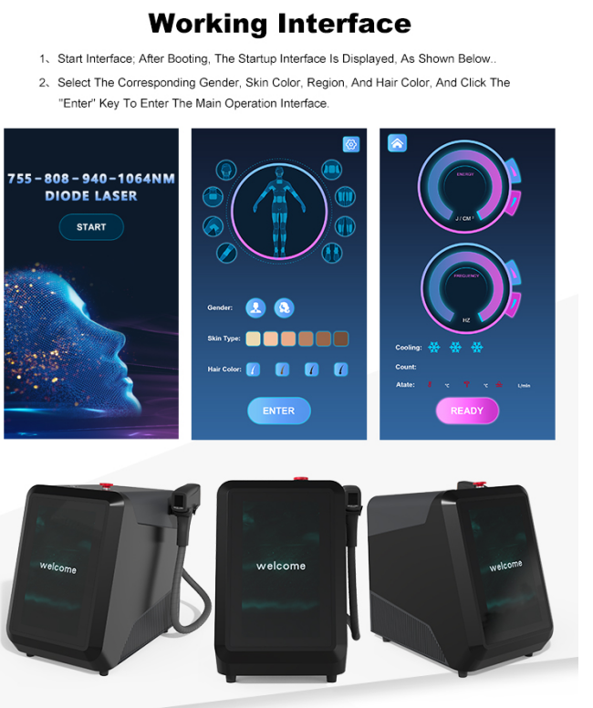 4 Wavelengths Diode Laser Hair Removal Machine Painless Permanent