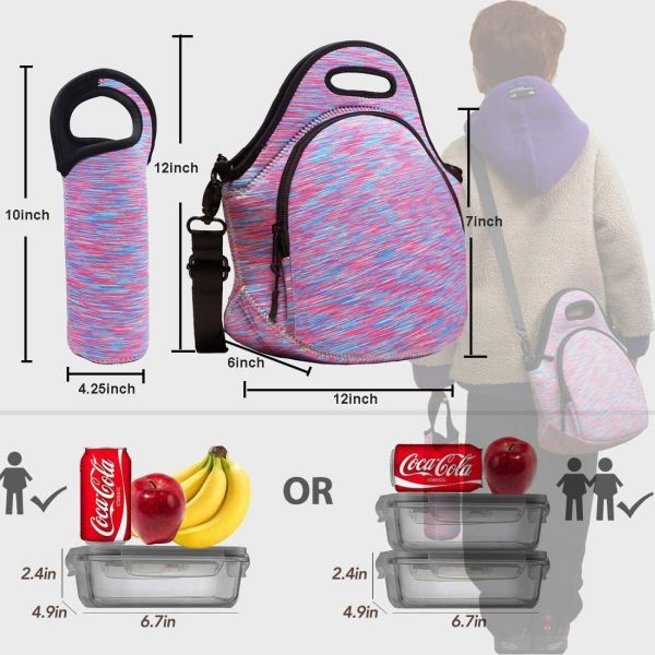 12.6x6.3x12.6 inches Insulated Thermal Lunch Box Tote Bag for Student School Neoprene