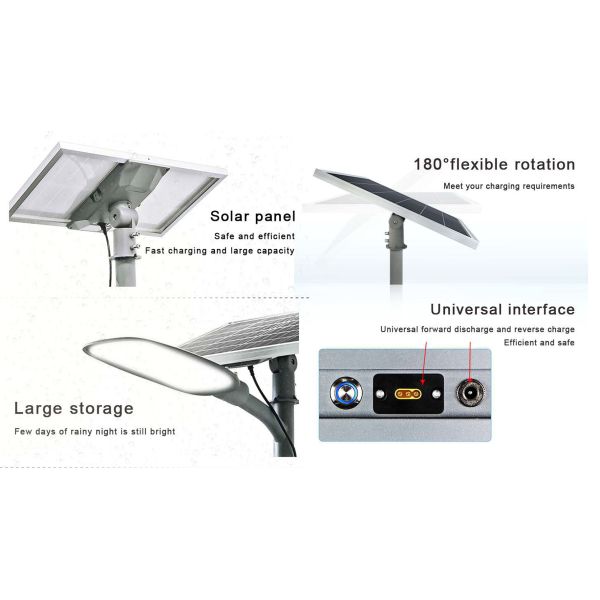 12000Lm 10M Outdoor Solar Street Light ,  50AH All in One Solar Street Light