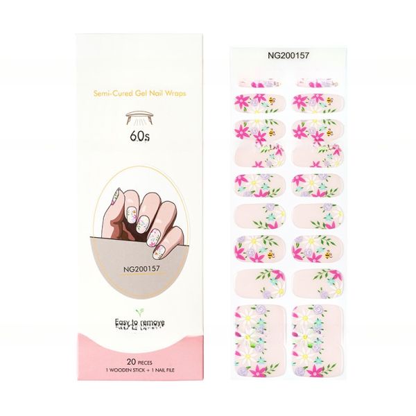 Uv gel Hot Sell Semi Cured Wraps Long Lasting Gel Nail Stickers New Arrival Styles Nail Gel Wraps With Uv Lamp