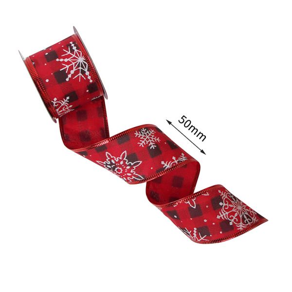 Custom Christmas Burlap Ribbon with Wired Edge and Plaid Pattern Design