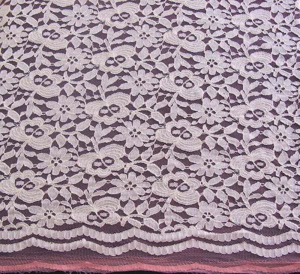 Eco-friendly Cotton Nylon Lace Mesh Fabric Pink 145CM - 150CM Width CY-DK0025