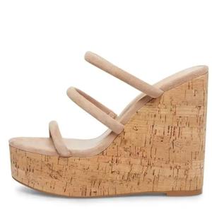 Fashion High Platform Women'S Wedge Heel Slippers Roman Straps PU Material