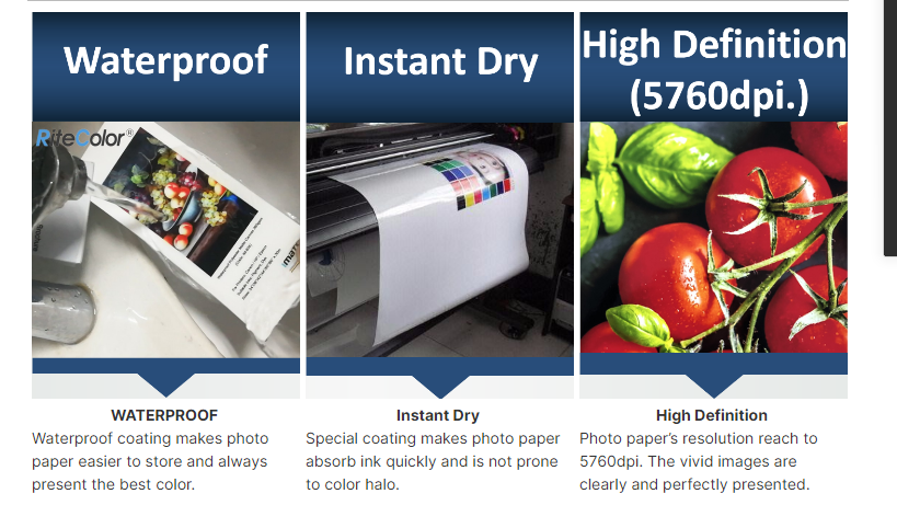 Glossy Resin Coated Photo Paper For Large Format Inkjet Printing