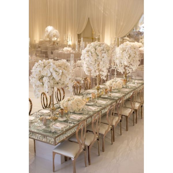 ODM Crystal Pendant Gold Coffee Table Tempered Glass Countertop For Hotel