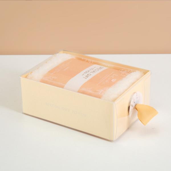 Clear PVC Folding Gift Box With Ribbon Hook Towel Socks Packaging