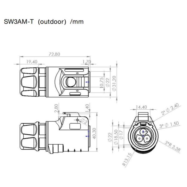 IP67 водонепроницаемый мужской женский электрический разъединитель
