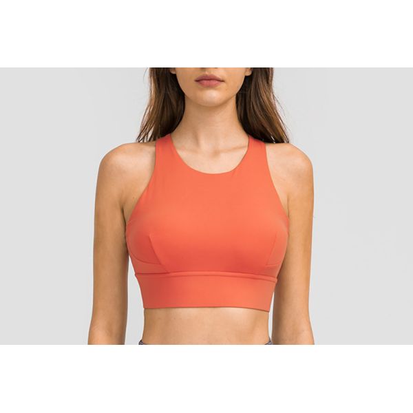 Padded Womens Sports Bra Y Shaped Back Shockproof wirefree High Neck Sports Top