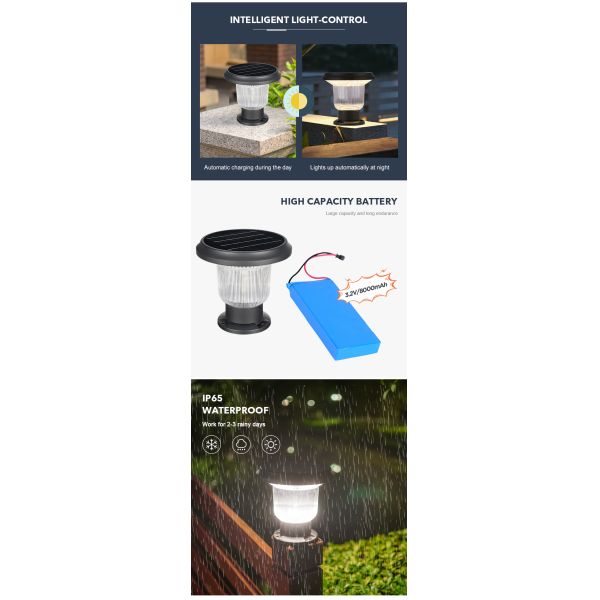 La luz solar del patio del ODM del OEM, pilar llevado solar agua ligero resistente