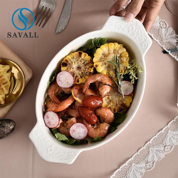Oval Solid Cream White Porcelain Plates Oven Safe For Farmhouse Restaurants