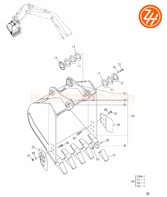 HRC58 Excavator Side Cutters 2021232 Hitachi Excavator Spare Parts