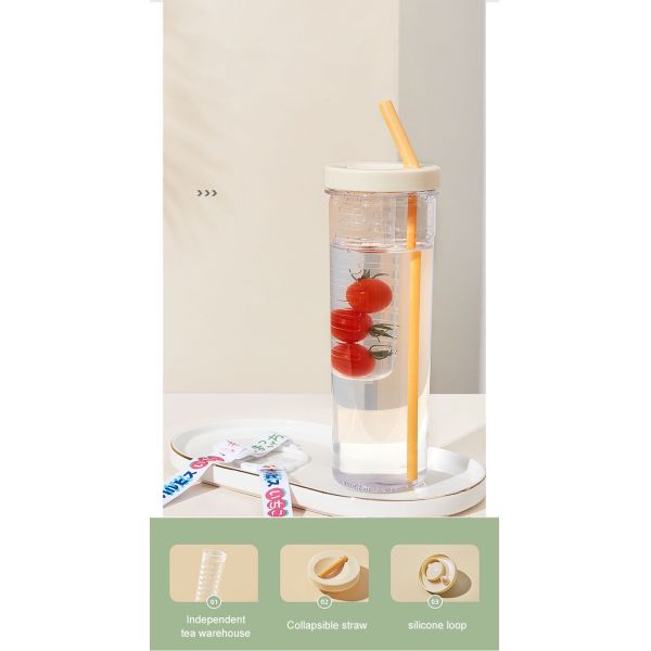 Outdoor Sports Must-Have Food Grade Plastic Water Bottle with Straw Straps and More