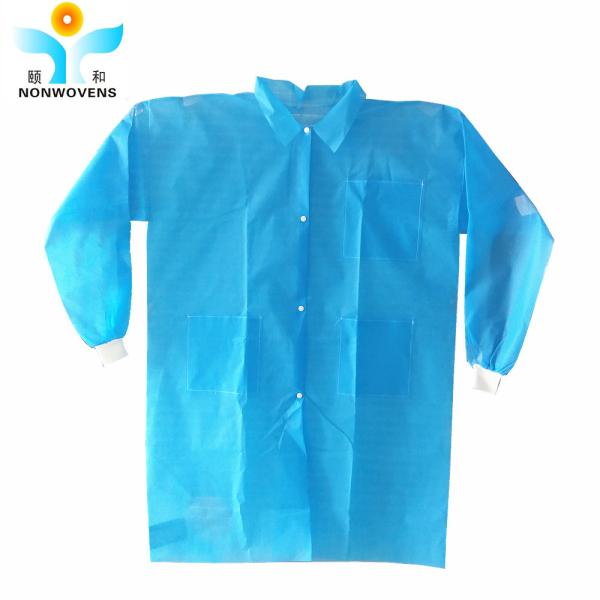 35gsm Disposable Lab Coat PP Non Woven Spunbond Laboratory Cleaning Room Clothes